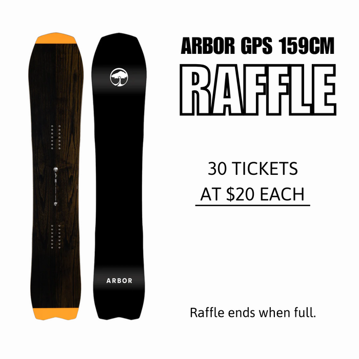 Arbor GPS 159cm Snowboard Raffle Ticket