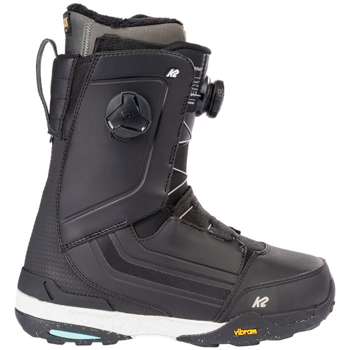 K2 Format Women's Snowboard Boots - 2023 - all black with white boa lacing side view 