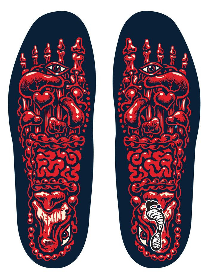 REMIND INSOLES  CUSH Classic - Black with Red design - top view