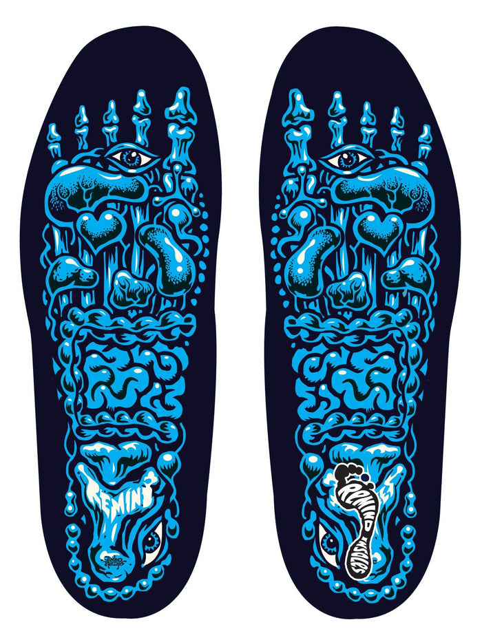 REMIND INSOLES DESTIN Classic - Black with Blue skeleton design - top view