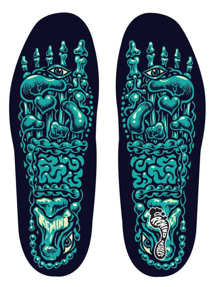 REMIND INSOLES MEDIC Classic - Black with green skeleton design - top view shown