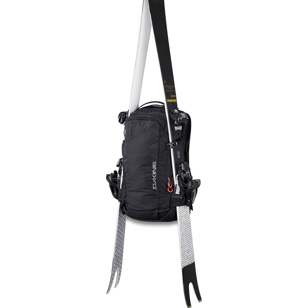 Dakine Poacher R.A.S. 26L Backpack - Black - Skis shown attached to the sides