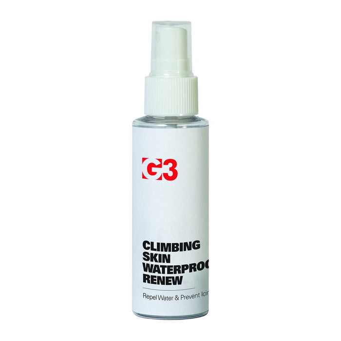 G3 climbing skin waterproof renew in white spray bottle. 