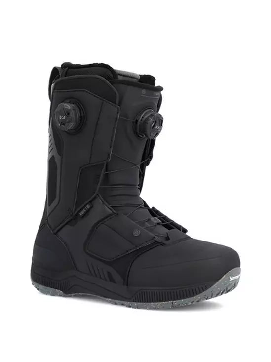 Ride Insano 2023 Mens Snowboard Boots - black boots, grey sole, front angled profile 
